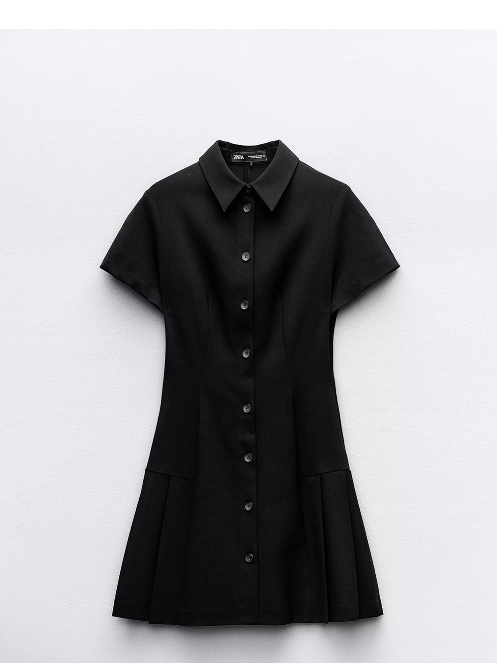 Zara Black Collared Button-Front Mini Dress